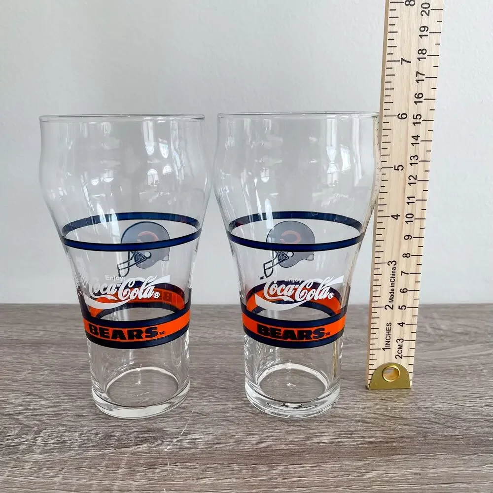 Vintage (set of 2) Chicago Bears Coca-Cola Drinking Glasses